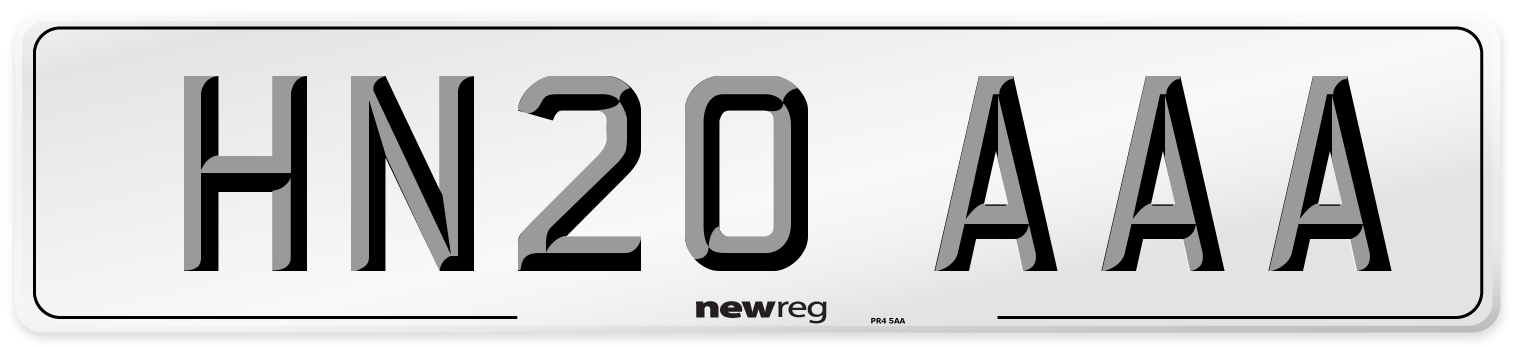 HN20 AAA Number Plate from New Reg